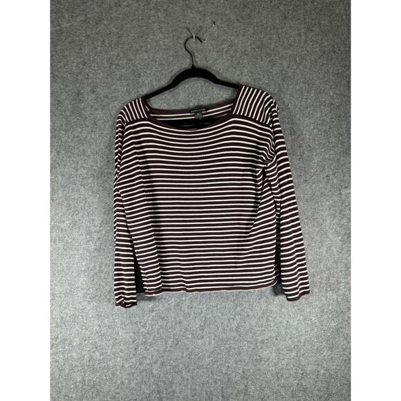 Eileen Fisher Sweater Women M Tight knit Boat Neck Coastal Striped Minimalist - Picture 1 of 6